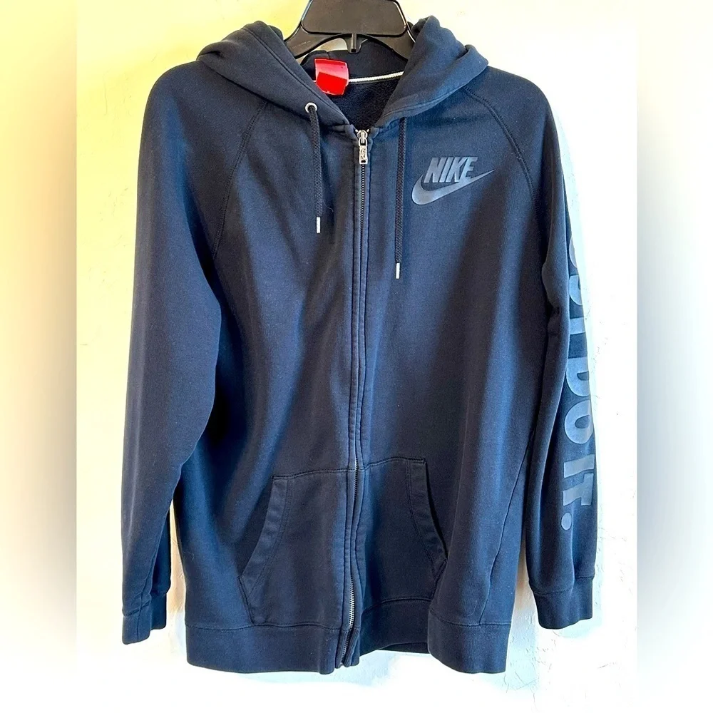 Nike Black Full Zip-Up “Just do it” Unisex Hoodie Sz M